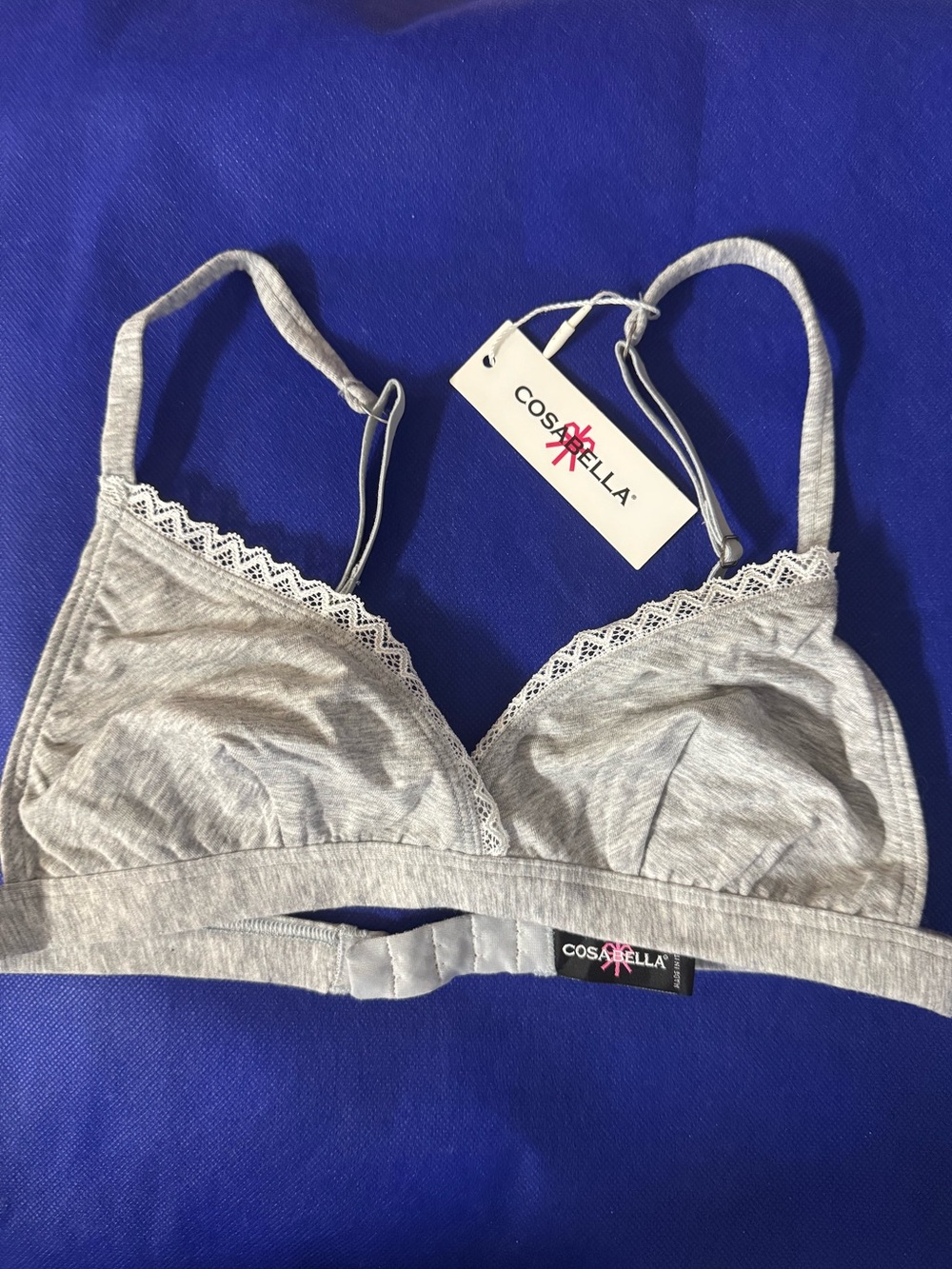 Cosabella Paul & Joe Collab Gray Lace-Trim Bra/Bralette - NWT - Size S - Italy